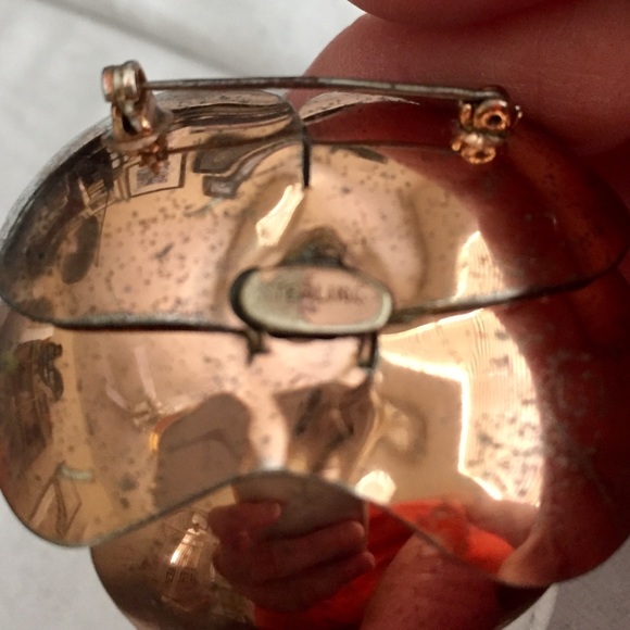 Vintage Sterling Orchid Brooch/ Pin w/red Accent - Picture 6 of 8